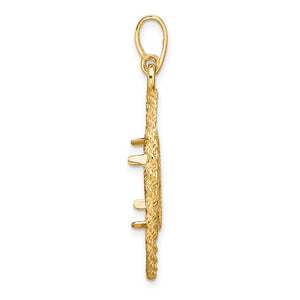 14k Yellow Gold Prong Coin Bezel Holder for 13mm Coins or US $1 Dollar Type 1 or Mexican 2 Peso Diamond Cut Greek Key Pendant Charm
