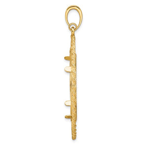 14k Yellow Gold Prong Coin Bezel Holder for 27mm Coins or 1/2 oz American Eagle or US $10 Dollar Liberty Indian or 1/2 oz Panda Diamond Cut Greek Key Pendant Charm