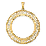 Carica l&#39;immagine nel visualizzatore di Gallery, 14k Yellow Gold Prong Coin Bezel Holder for 34.2mm Coins or $20 Dollar Liberty or US $20 Saint Gaudens Diamond Cut Greek Key Beaded Pendant Charm
