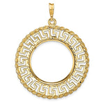 Загрузить изображение в средство просмотра галереи, 14k Yellow Gold Prong Coin Bezel Holder for 21.6mm Coins or US $5 Dollar Liberty Indian Statue of Liberty Bald Eagle Congressional Greek Key Pendant Charm
