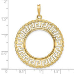 Загрузить изображение в средство просмотра галереи, 14k Yellow Gold Prong Coin Bezel Holder for 21.6mm Coins or US $5 Dollar Liberty Indian Statue of Liberty Bald Eagle Congressional Greek Key Pendant Charm
