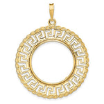 Загрузить изображение в средство просмотра галереи, 14k Yellow Gold Prong Coin Bezel Holder for 21.6mm Coins or US $5 Dollar Liberty Indian Statue of Liberty Bald Eagle Congressional Greek Key Pendant Charm
