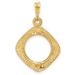Charger l&#39;image dans la galerie, 14k Yellow Gold Diamond Shaped Beaded Prong Coin Bezel Holder Pendant Charm for 13mm Coins United States US 1 Dollar Type 1 Mexican 2 Peso
