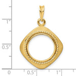 Charger l&#39;image dans la galerie, 14k Yellow Gold Prong Coin Bezel Holder for 15mm Coins or US $1 Dollar Type 2 Diamond Shaped Beaded Pendant Charm
