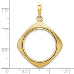 Afbeelding in Gallery-weergave laden, 14k Yellow Gold Prong Coin Bezel Holder for 22mm Coins or 1/4 oz American Eagle US $5 Dollar Jamestown 1/4 oz Panda 2 Rand Diamond Shaped Beaded Pendant Charm

