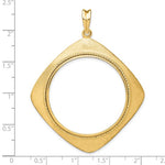 Load image into Gallery viewer, 14k Yellow Gold Prong Coin Bezel Holder for 32.7mm Coins or 1 oz American Eagle or 1 oz Cat or 1 oz Krugerrand Diamond Shaped Beaded Pendant Charm
