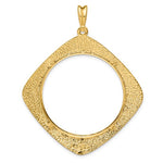 Carica l&#39;immagine nel visualizzatore di Gallery, 14k Yellow Gold Prong Coin Bezel Holder for 34.2mm Coins or $20 Dollar Liberty or US $20 Saint Gaudens Diamond Shaped Beaded Pendant Charm
