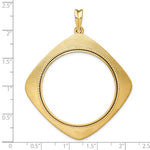 Load image into Gallery viewer, 14k Yellow Gold Prong Coin Bezel Holder for 34.2mm Coins or $20 Dollar Liberty or US $20 Saint Gaudens Diamond Shaped Beaded Pendant Charm
