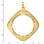 Load image into Gallery viewer, 14k Yellow Gold Prong Coin Bezel Holder for 37mm Coins or Mexican 50 Pesos Diamond Shaped Beaded Pendant Charm
