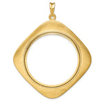 Carica l&#39;immagine nel visualizzatore di Gallery, 14k Yellow Gold Prong Coin Bezel Holder for 37mm Coins or Mexican 50 Pesos Diamond Shaped Beaded Pendant Charm
