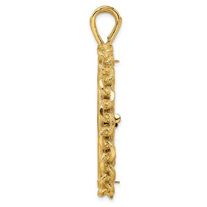 14k Yellow Gold Prong Coin Bezel Holder for 32.7mm Coins or 1 oz American Eagle or 1 oz Cat or 1 oz Krugerrand Chain Design Border Pendant Charm