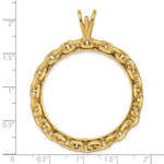 Load image into Gallery viewer, 14k Yellow Gold Prong Coin Bezel Holder for 34.2mm Coins or $20 Dollar Liberty or US $20 Saint Gaudens Chain Design Border Pendant Charm
