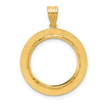 Load image into Gallery viewer, 14K Yellow Gold Diamond Cut And Black Enamel Greek Key US Dime 1/10 oz Panda Cat Coin Holder Bezel Pendant Charm Prong for 18 mm Coins
