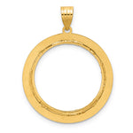 Load image into Gallery viewer, 14K Yellow Gold Diamond Cut And Black Enamel Greek Key 1/4 oz American Eagle Panda 2 Rand US $5 Jamestown Coin Holder Bezel Pendant Charm Prong for 22 mm Coins
