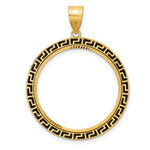 이미지를 갤러리 뷰어에 로드 , 14K Yellow Gold Diamond Cut And Black Enamel Greek Key 1/2 oz American Eagle Panda US $10 Dollar Liberty Indian Coin Holder Bezel Pendant Charm Prong for 27 mm Coins
