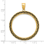 画像をギャラリービューアに読み込む, 14K Yellow Gold Diamond Cut And Black Enamel Greek Key Old US Series 1 oz Panda Australian Nugget Kangaroo Koala Coin Holder Bezel Pendant Charm Prong for 32 mm Coins
