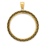 画像をギャラリービューアに読み込む, 14K Yellow Gold Diamond Cut And Black Enamel Greek Key Old US Series 1 oz Panda Australian Nugget Kangaroo Koala Coin Holder Bezel Pendant Charm Prong for 32 mm Coins
