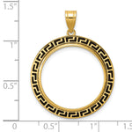 Charger l'image dans la galerie, 14K Yellow Gold And Black Enamel Greek Key 1/4 oz American Eagle Panda 2 Rand US $5 Jamestown Coin Holder Bezel Pendant Charm Prong for 22 mm Coins
