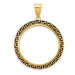 이미지를 갤러리 뷰어에 로드 , 14K Yellow Gold And Black Enamel Greek Key 1/2 oz American Eagle Panda US $10 Dollar Liberty Indian Coin Holder Bezel Pendant Charm Prong for 27 mm Coins

