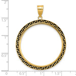 Carica l'immagine nel visualizzatore di Gallery, 14K Yellow Gold And Black Enamel Greek Key Old US Series 1 oz Panda Australian Nugget Kangaroo Koala Coin Holder Bezel Pendant Charm Prong for 32 mm Coins
