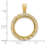 Indlæs billede til gallerivisning 14K Yellow Gold Diamond Cut Greek Key US Dime 1/10 oz Panda Cat Coin Holder Bezel Pendant Charm Prong for 18 mm Coins
