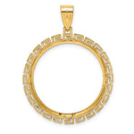 Carregar imagem no visualizador da galeria, 14K Yellow Gold Diamond Cut Greek Key 1/2 oz American Eagle Panda US $10 Dollar Liberty Indian Coin Holder Bezel Pendant Charm Prong for 27 mm Coins
