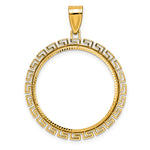 Carregar imagem no visualizador da galeria, 14K Yellow Gold Diamond Cut Greek Key 1/2 oz American Eagle Panda US $10 Dollar Liberty Indian Coin Holder Bezel Pendant Charm Prong for 27 mm Coins
