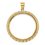 Charger l'image dans la galerie, 14K Yellow Gold Diamond Cut Greek Key Old US Series 1 oz Panda Australian Nugget Kangaroo Koala Coin Holder Bezel Pendant Charm Prong for 32 mm Coins
