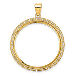 画像をギャラリービューアに読み込む, 14K Yellow Gold Diamond Cut Greek Key 1 oz American Eagle Cat Krugerrand Coin Holder Bezel Pendant Charm Prong for 32.7 mm Coins
