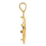 Indlæs billede til gallerivisning 14K Yellow Gold Textured Greek Key 1/10 oz American Eagle Krugerrand Coin Holder Bezel Pendant Charm Prong for 16.5 mm Coins
