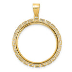 Carica l'immagine nel visualizzatore di Gallery, 14K Yellow Gold Textured Greek Key 1/2 oz American Eagle Panda US $10 Dollar Liberty Indian Coin Holder Bezel Pendant Charm Prong for 27 mm Coins

