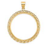 Загрузить изображение в средство просмотра галереи, 14K Yellow Gold Textured Greek Key Old US Series 1 oz Panda Australian Nugget Kangaroo Koala Coin Holder Bezel Pendant Charm Prong for 32 mm Coins

