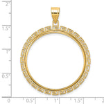Загрузить изображение в средство просмотра галереи, 14K Yellow Gold Textured Greek Key Old US Series 1 oz Panda Australian Nugget Kangaroo Koala Coin Holder Bezel Pendant Charm Prong for 32 mm Coins

