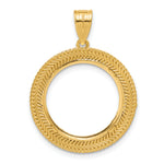 Carica l'immagine nel visualizzatore di Gallery, 14K Yellow Gold Diamond Cut Layered 1/10 oz American Eagle Krugerrand Coin Holder Bezel Pendant Prong for 16.5 mm Coins
