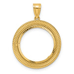 Cargar imagen en el visor de la galería, 14K Yellow Gold Diamond Cut Layered US Dime 1/10 oz Panda Cat Coin Holder Bezel Pendant Prong for 18 mm Coins
