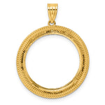 Lade das Bild in den Galerie-Viewer, 14K Yellow Gold Diamond Cut Layered 1/4 oz American Eagle Panda 2 Rand US $5 Jamestown Coin Holder Bezel Pendant Prong for 22 mm Coins
