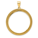 Load image into Gallery viewer, 14K Yellow Gold Diamond Cut Layered 1 oz American Eagle Cat Krugerrand Coin Holder Bezel Pendant Prong for 32.7 mm Coins
