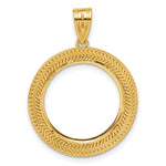Загрузить изображение в средство просмотра галереи, 14K Yellow Gold Textured Layered 1/10 oz American Eagle Krugerrand Coin Holder Bezel Pendant Prong for 16.5 mm Coins
