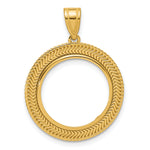 Загрузить изображение в средство просмотра галереи, 14K Yellow Gold Textured Layered 1/10 oz American Eagle Krugerrand Coin Holder Bezel Pendant Prong for 16.5 mm Coins
