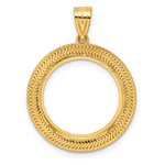 Charger l'image dans la galerie, 14K Yellow Gold Textured Layered US Dime 1/10 oz Panda Cat Coin Holder Bezel Pendant Prong for 18 mm Coins
