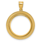 Charger l'image dans la galerie, 14K Yellow Gold Textured Layered US Dime 1/10 oz Panda Cat Coin Holder Bezel Pendant Prong for 18 mm Coins
