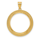 Lade das Bild in den Galerie-Viewer, 14K Yellow Gold Textured Layered 1/4 oz American Eagle Panda 2 Rand US $5 Jamestown Coin Holder Bezel Pendant Prong for 22 mm Coins
