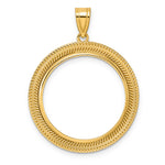 Lade das Bild in den Galerie-Viewer, 14K Yellow Gold Textured Layered 1/4 oz American Eagle Panda 2 Rand US $5 Jamestown Coin Holder Bezel Pendant Prong for 22 mm Coins

