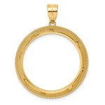 Lade das Bild in den Galerie-Viewer, 14K Yellow Gold Textured Layered 1/2 oz American Eagle Panda US $10 Dollar Liberty Indian Coin Holder Bezel Pendant Prong for 27 mm Coins
