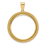 Lade das Bild in den Galerie-Viewer, 14K Yellow Gold Textured Layered 1/2 oz American Eagle Panda US $10 Dollar Liberty Indian Coin Holder Bezel Pendant Prong for 27 mm Coins
