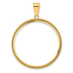 Загрузить изображение в средство просмотра галереи, 14K Yellow Gold Diamond Cut Popcorn 1 oz American Eagle Cat Krugerrand Coin Holder Bezel Pendant Prong for 32.7 mm Coins
