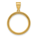 Ladda upp bild till gallerivisning, 14K Yellow Gold Beaded 1/10 oz American Eagle Krugerrand Coin Holder Bezel Pendant Prong for 16.5 mm Coins
