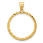 Indlæs billede til gallerivisning 14K Yellow Gold Beaded 1/4 oz American Eagle Panda 2 Rand US $5 Jamestown Coin Holder Bezel Pendant Prong for 22 mm Coins
