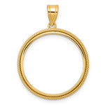 Indlæs billede til gallerivisning 14K Yellow Gold Beaded 1/4 oz American Eagle Panda 2 Rand US $5 Jamestown Coin Holder Bezel Pendant Prong for 22 mm Coins
