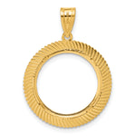 画像をギャラリービューアに読み込む, 14K Yellow Gold Diamond Cut Scalloped 1/10 oz American Eagle Krugerrand Coin Holder Bezel Pendant Prong for 16.5 mm Coins
